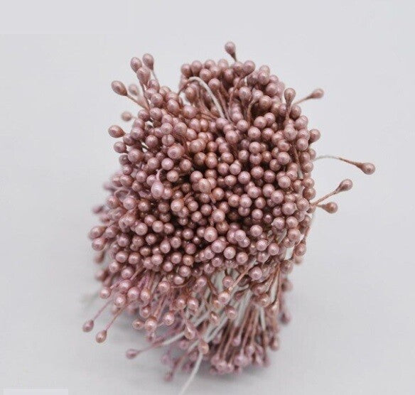 Artificial Flower Stamen Double Head Eco Friendly Wedding Floral Craft - 3mm - Light Brown