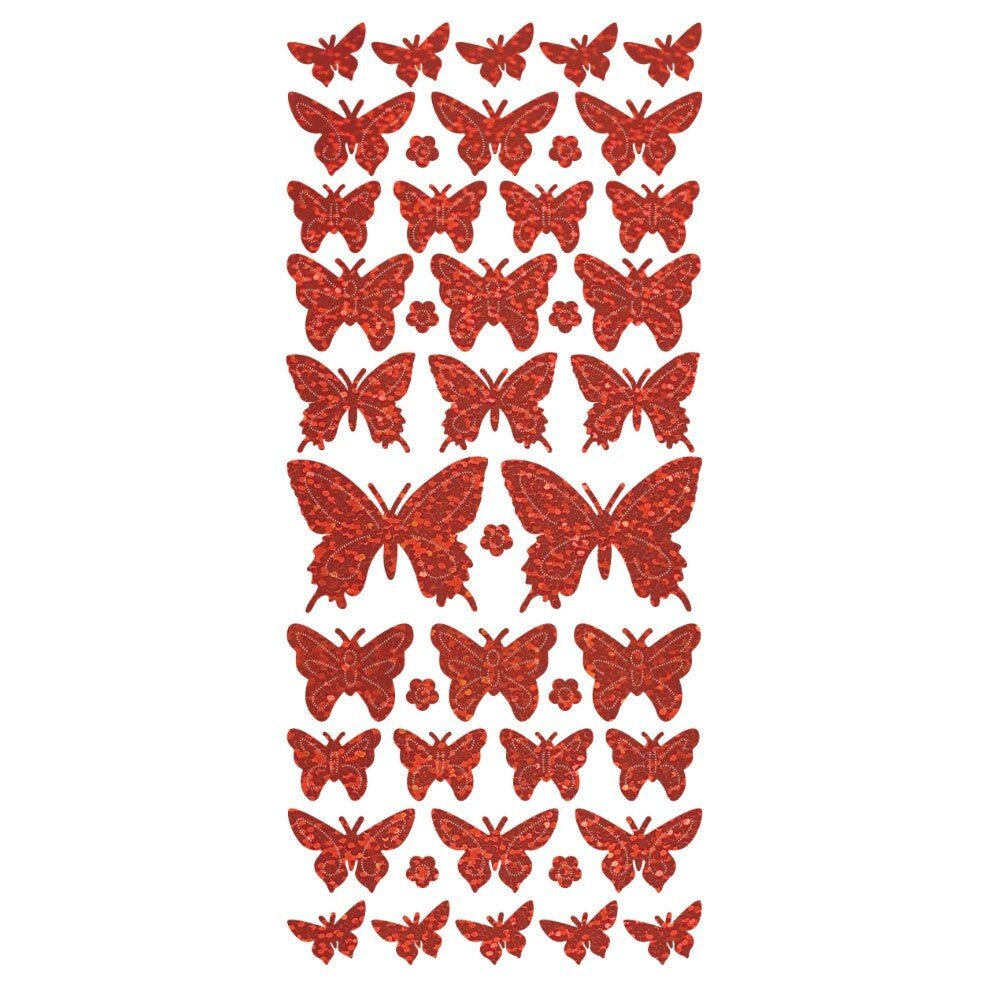 Butterfly Diamond Sparkle Peel Off Sticker Butterflies Craft Stickers - Red