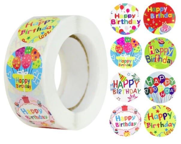 Happy Birthday Stickers Labels Seals Gift Craft Party Card Making Label 25mm - Design 6