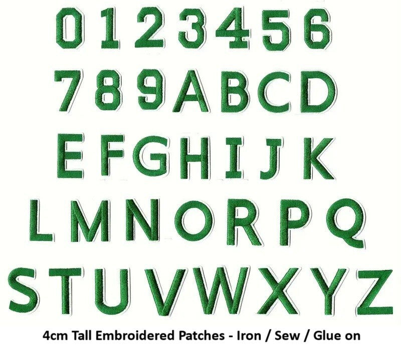 Green Letter Number Patch Iron on Sew on Alphabet Embroidered Letters Patches