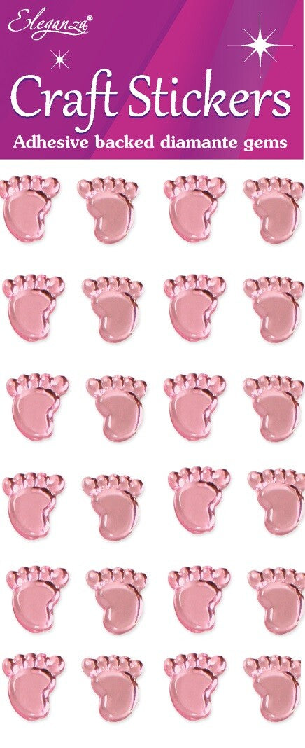 It's a Boy It's a Girl Baby Shower Gender Reveal 3D Stickers Craft Self Adhesive - Pink Footprint