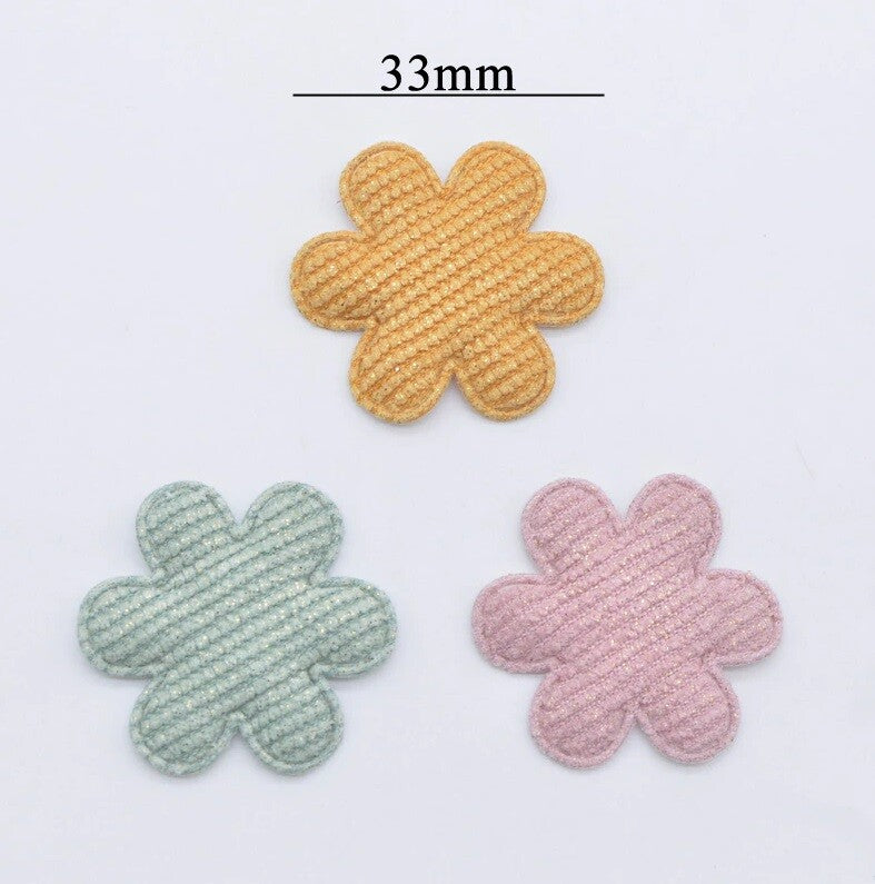 Flower Padded Glitter Patch Applique Customise Sew on Patches Customise Clothing