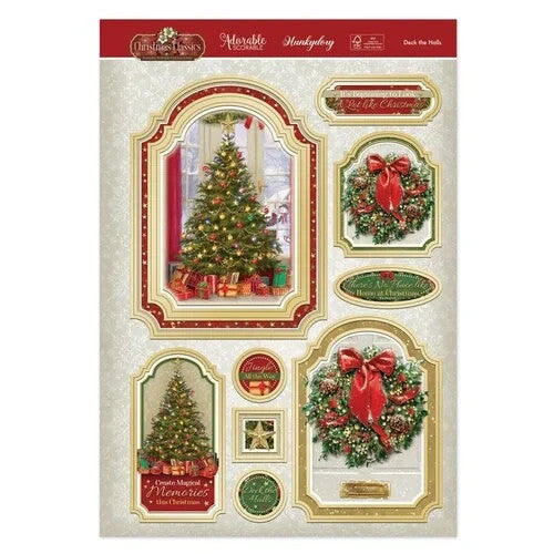 Hunkydory Christmas A4 Card Die Cut Topper Sheet Luxury Toppers for Craft Cards - Deck the Halls