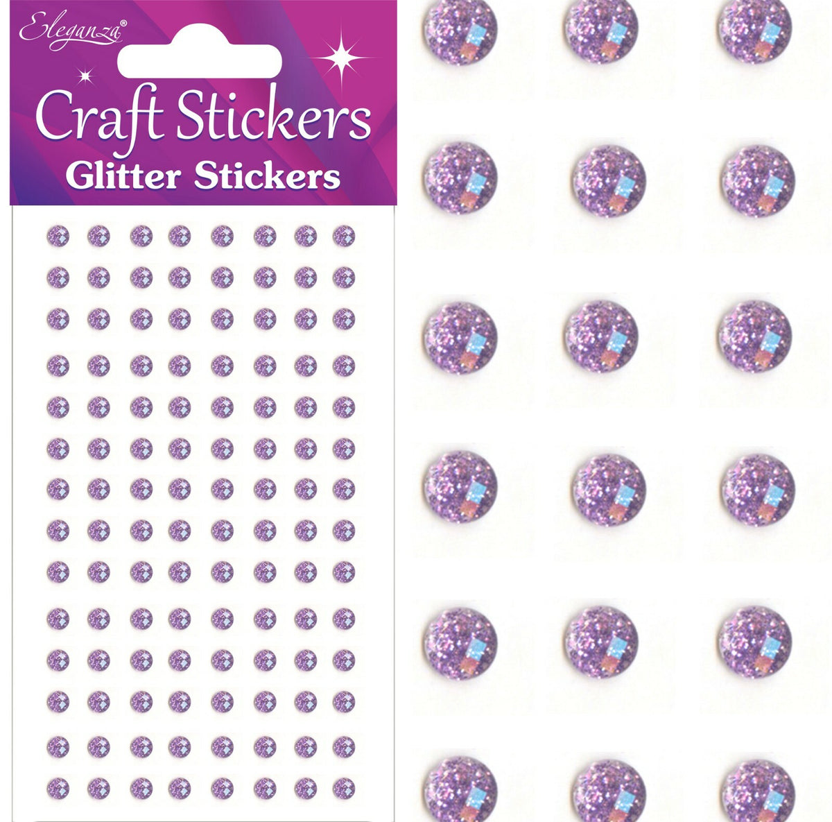 3D Stickers Craft Pearl Dots Sparkly Glitter Gem Craft Card Making Self Adhesive - 4mm - Lavender
