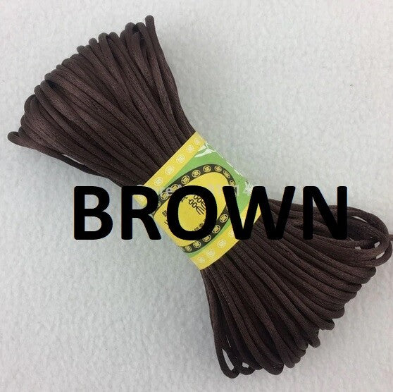 Cord Silky Satin Kumihimo Braiding Rattail Macrame 2mm Thick 5/10/20 Meter - Brown
