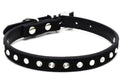 Suede Leather Dog Collar Diamante Puppy Bling Yorkie Teacup Chihuahua & Upwards - Black