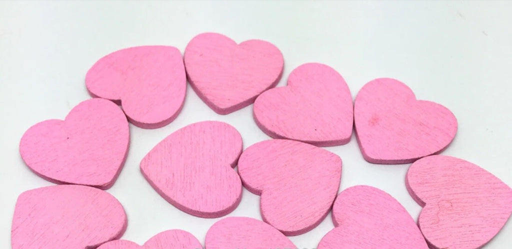 Coloured Wooden Heart Embellishments Craft Wedding Card Making Scatter 18mm