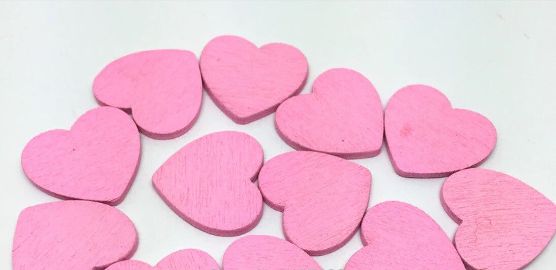 Coloured Wooden Heart Embellishments Craft Wedding Card Making Scatter 18mm