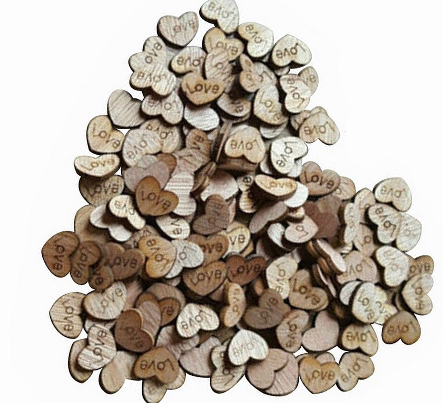 Wooden Wood Love Hearts Craft Embellishments Wedding Table Scatter 15mm