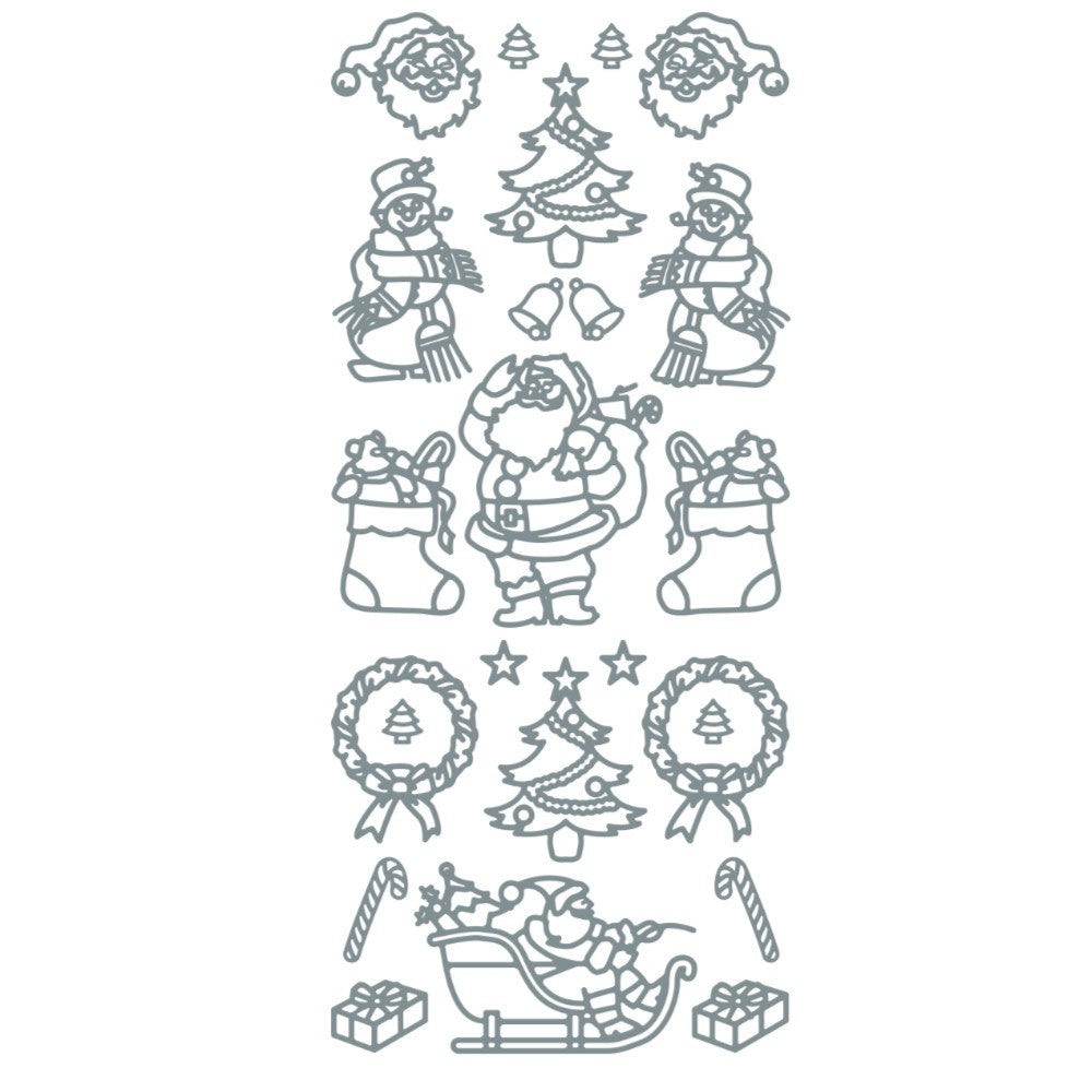 Christmas Peel Off Sticker Snowflake Star Santa Reindeer Snowman Craft Stickers - Santa Silver (1.2351)