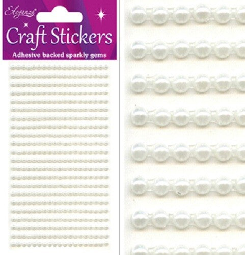 3D Stickers Pearl Dots Sparkly Glitter Gem Card Craft Wedding Self Adhesive - 3mm Ivory (418 gems)