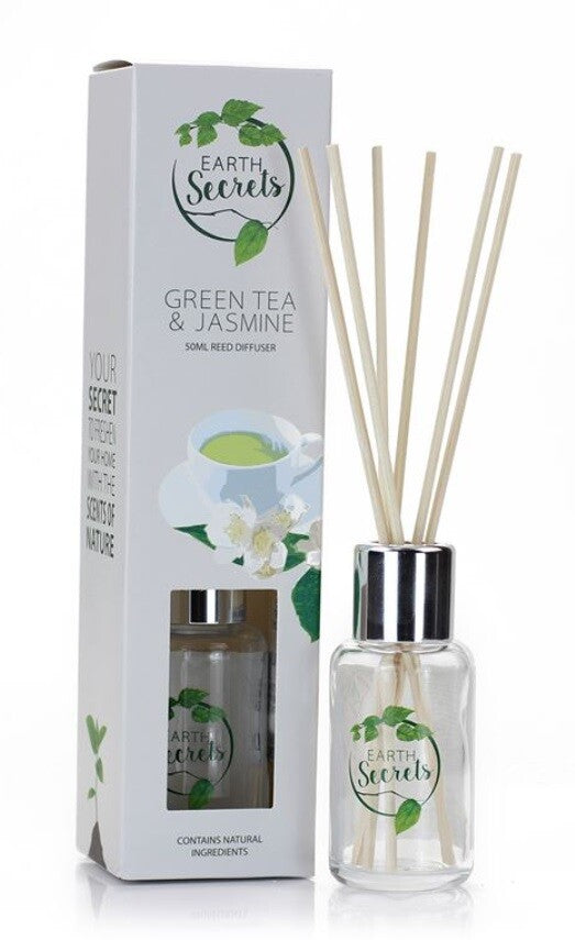 Ashleigh & Burwood Earth Secrets Reed Diffuser Boxed Home Scented Gift - Green Tea & Jasmine