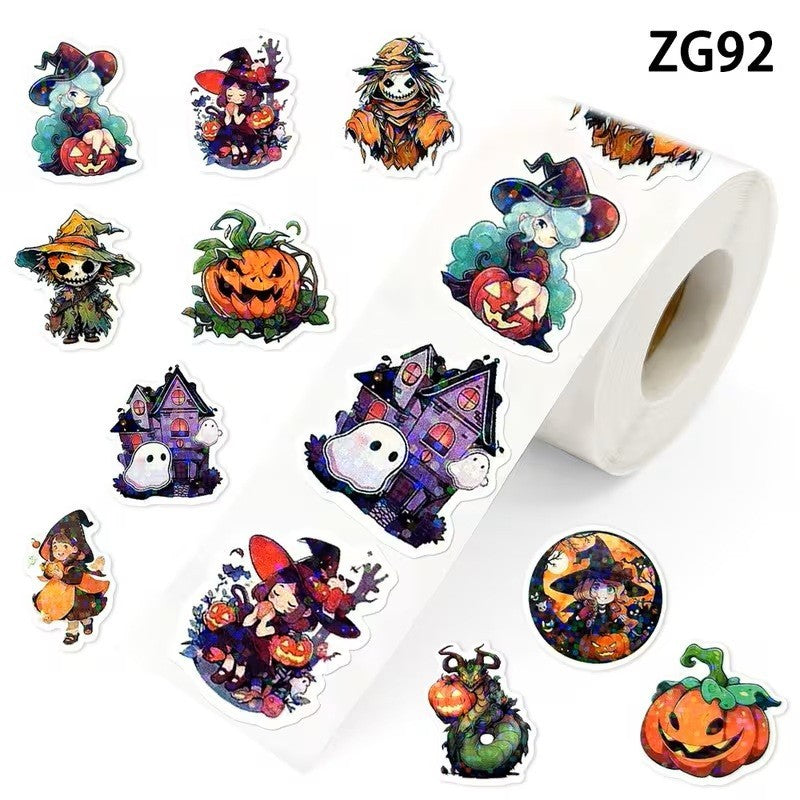 Halloween Witch Scarecrow Pumpkin Peel & Stick Labels Stickers Gift Sticker