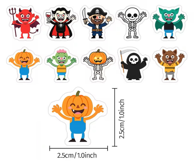 Halloween Monsters Vampire Devil Reaper Peel Stick Labels Stickers Gift Sticker