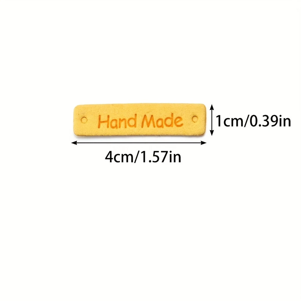 10 Sew On "Handmade" Labels Tag Faux Hand Made Crochet Knitting Tags Label