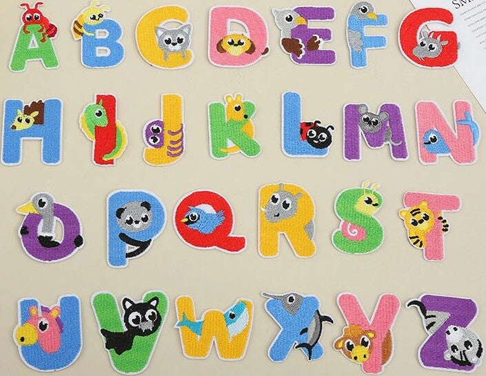 Kids Cartoon Letter Patch Iron on Alphabet Letters Embroidery Customise Animals