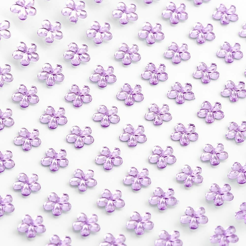 Flower Self Adhesive Craft Diamante Rhinestone Flower Gems Stick on Crystals - Lilac