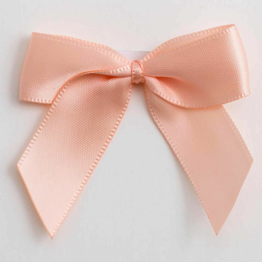 Self adhesive 5cm satin bow in peach