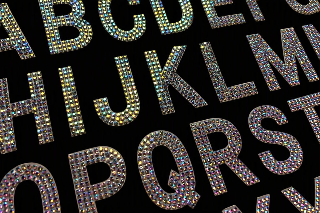 AB Silver Rhinestone Patches Letter Alphabet Patch Iron on Glue on Sew on 4cm