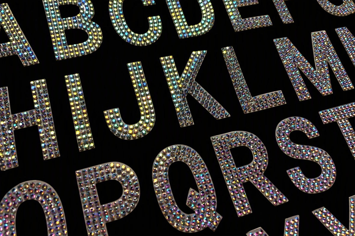 AB Silver Rhinestone Patches Letter Alphabet Patch Iron on Glue on Sew on 4cm