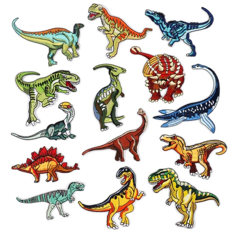 Dinosaur Animal Kids Embroidered Patch Applique Sew or Iron on Patches Customise