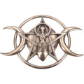 Bronze Triple Moon Goddess Pentagram Pagan Wiccan Wall Plaque Art 30cm