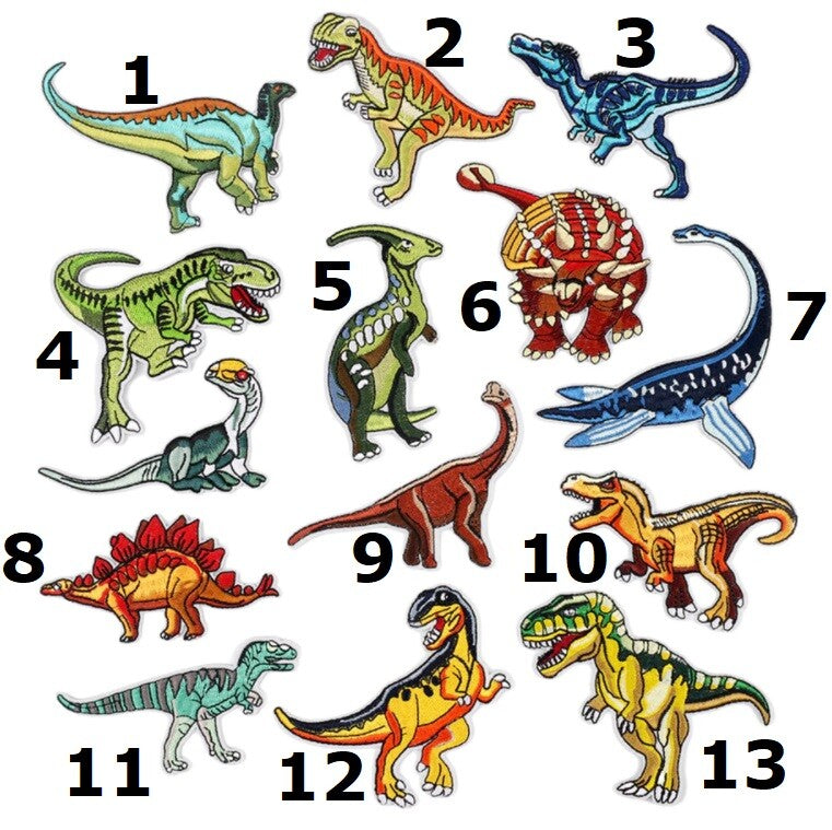 Dinosaur Animal Kids Embroidered Patch Applique Sew or Iron on Patches Customise