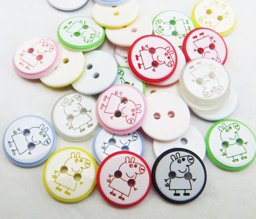 Peppa Pig Buttons Baby Boy Girl Clothing Craft Knitting Sewing Button 12.5mm