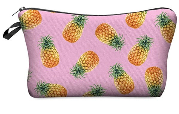 3D Cute Celeb Make Up Cosmetic Bag Pouch Purse Pencil Case Bag Travel Gift #2 - Pink with Pineapples