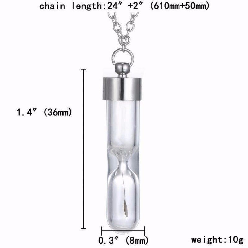 Hourglass Dandelion Wish Pendant Necklace Glass Charm Dandelion