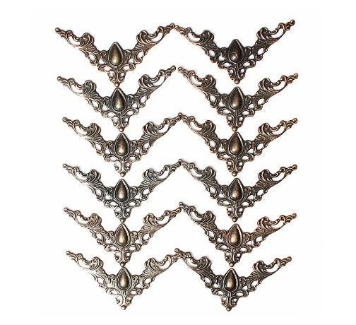 Antique Brass Effect Applique Furniture Corner Piece Decorative Ornate