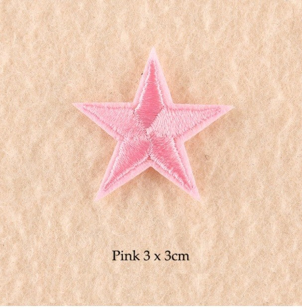 2 Light Pink Star Patches Iron On Sew On Stars Patch Embroidered Applique Badges