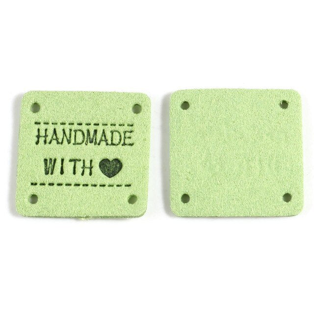 Faux Suede Labels Handmade with Love Square Clothing Tag Label Tags 25x25mm - Design 15
