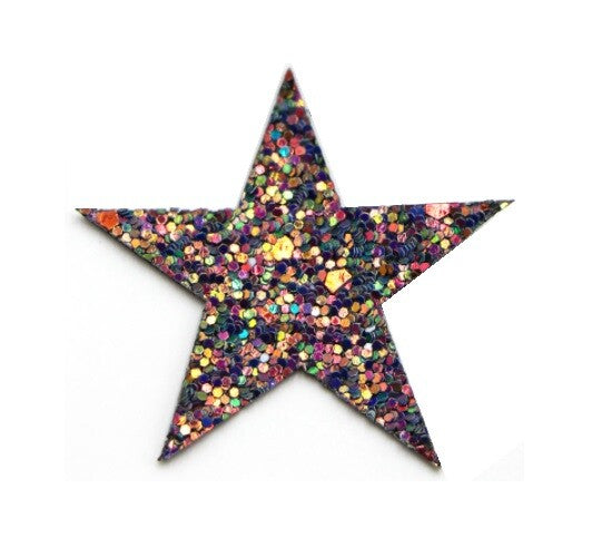 Glitter Star Patch Applique Customise Clothing Costume Patches 4.5cm Diameter - 10