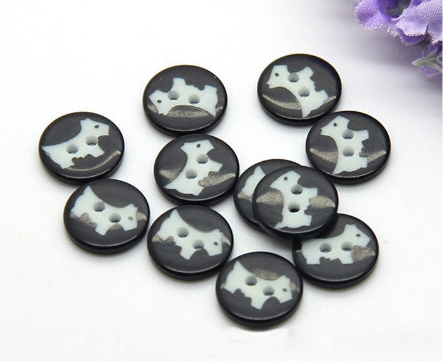 Dog Buttons Embellishments Scrapbook Craft Customise Clothing DIY Garment Gift - Black and White Dog