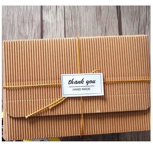 Thank You Labels 'Hand made' Gift Food Wedding Kraft Card Craft Sticker Label