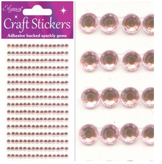 3D Stickers Craft Pearl Dots Sparkly Glitter Gem Craft Card Craft Self Adhesive - 4mm Pink (240 gems)