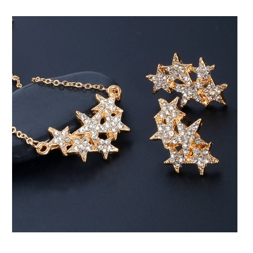 Austrian Crystal Star Celeb Bling Necklace & Earring Set