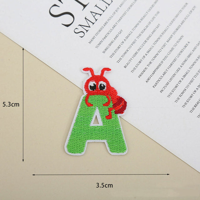 Kids Cartoon Letter Patch Iron on Alphabet Letters Embroidery Customise Animals
