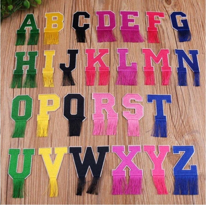 Embroidered Fringe Tassel Retro Patch Letter Patches Iron Sew on Alphabet 8cm