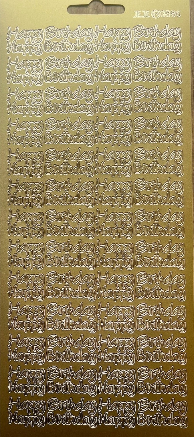 10 SHEETS - Gold Happy Birthday Peel Off Sticker Craft Stickers 388600