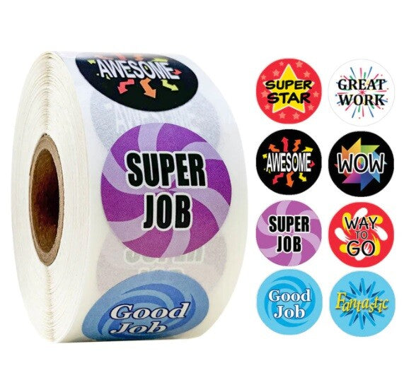 Kids Reward Stickers Labels Well Done Children's School Teachers & Nursery 25mm - Design 4