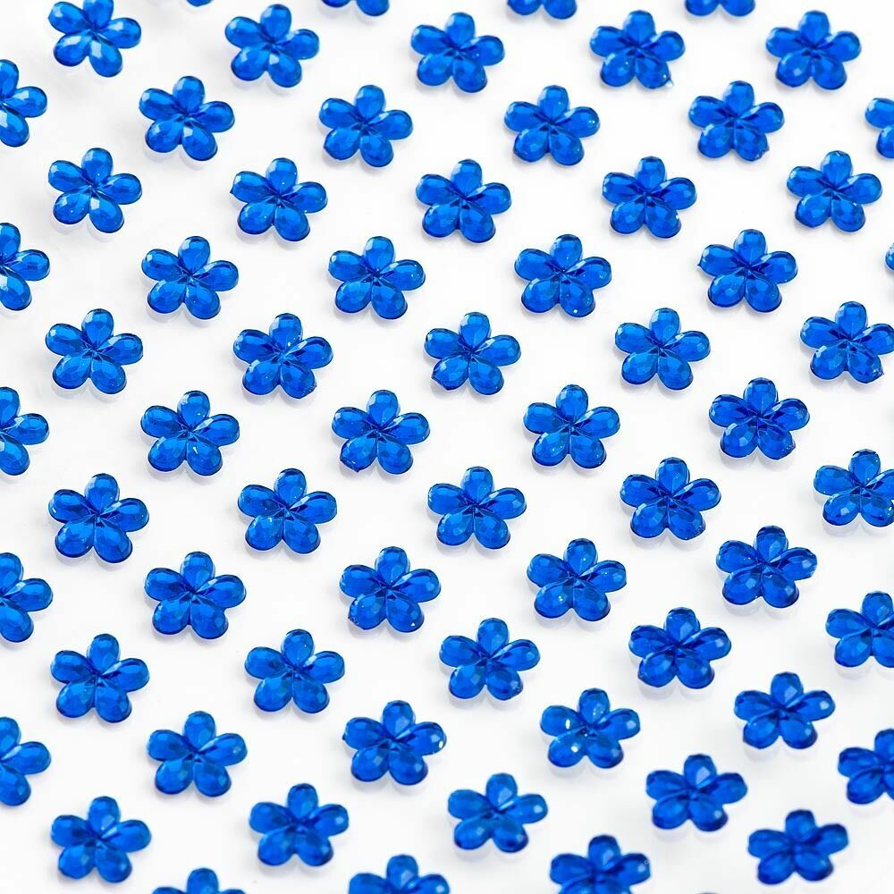 Flower Self Adhesive Craft Diamante Rhinestone Flower Gems Stick on Crystals - Royal Blue