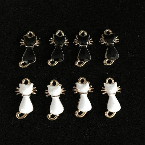 Cat Charms Jewellery Making Findings Enamel Cats Pendant Bracelet Craft