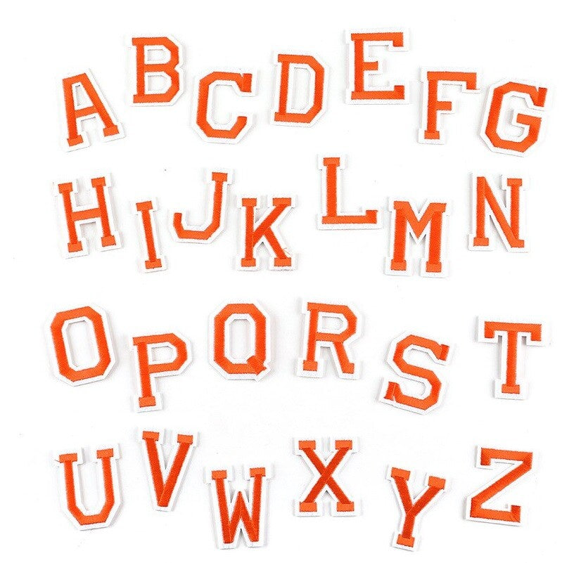 Orange Letter Patch Iron or Sew on Alphabet Embroidery Customise Clothing