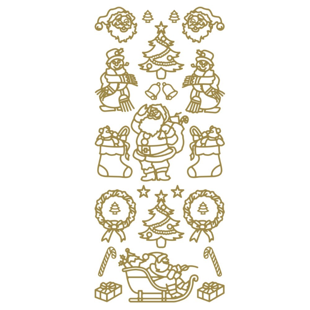 Christmas Peel Off Sticker Snowflake Star Santa Reindeer Snowman Craft Stickers - Santa Gold (1.2350)