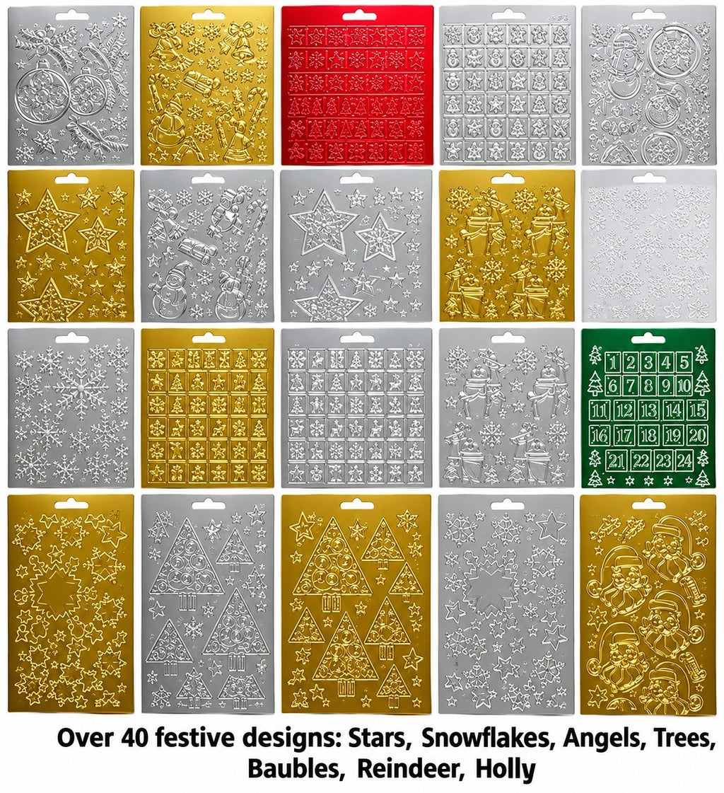Christmas Peel Off Sticker Snowflake Star Santa Reindeer Snowman Craft Stickers
