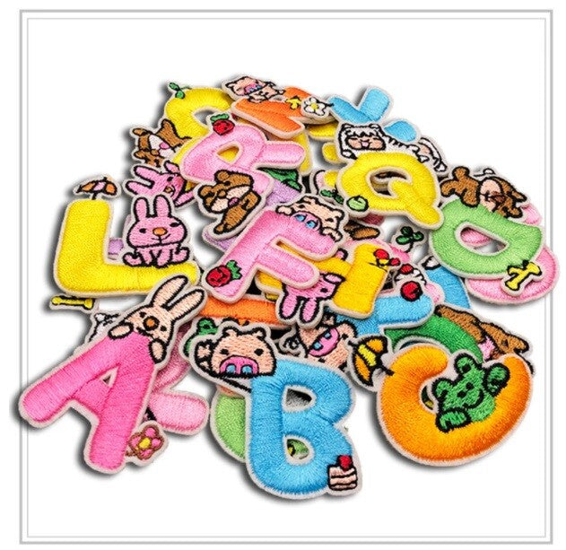 Animal Cartoon Kids Letter Patch Iron or Sew on Alphabet Embroidery Customise
