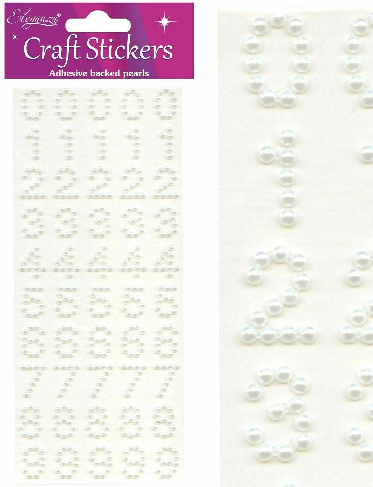 Self Adhesive Glitter Diamante Letters Number Alphabet Stickers Peel Off - Numbers Pearl