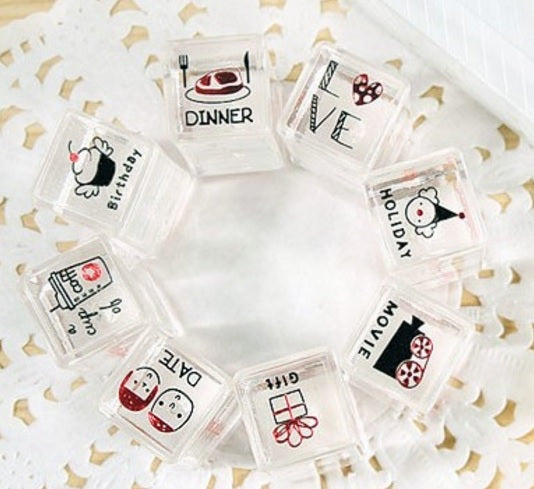 Schedule Rubber Stamp Set Weather - Couples - Emotion Planner Journal Kawaii UK